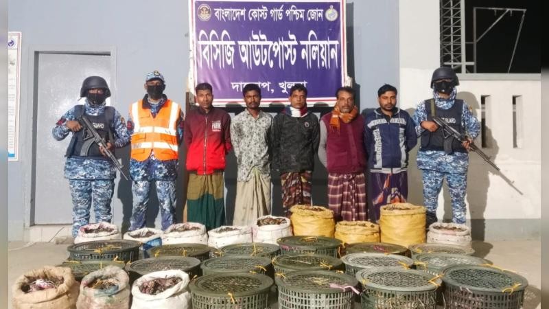 সুন্দরবন থেকে ৪৯০ কেজি অবৈধ কাঁকড়াসহ আটক ৫