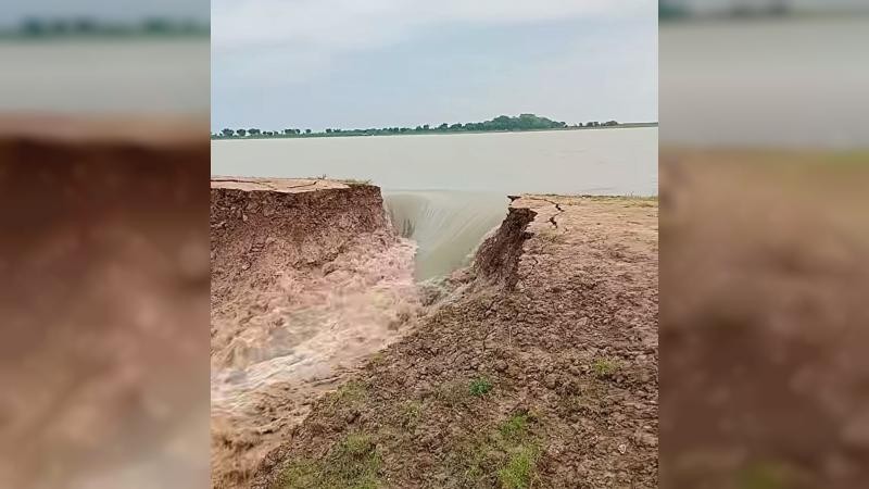 সুনামগঞ্জে জিনারিয়া হাওরের বাঁধ ভেঙে তলিয়ে গেছে বোরো ধান
