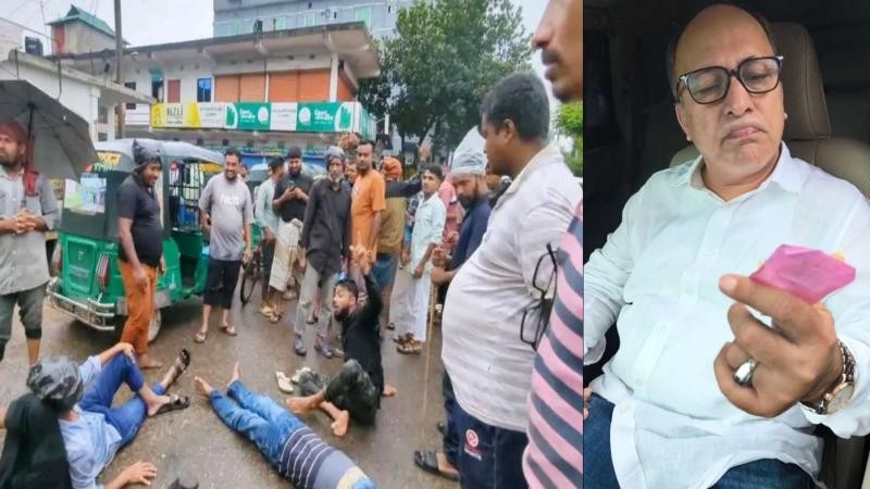বুড়িচং-ব্রাহ্মণপাড়া সড়কে ‘জিবি’ নামে চাঁদাবাজির বন্ধের দাবিতে চালকদের বিক্ষোভ
