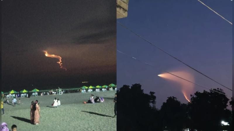 কক্সবাজার সৈকতের আকাশে রহস্যময় আলোর রেখা, পর্যটকদের মধ্যে চাঞ্চল্য