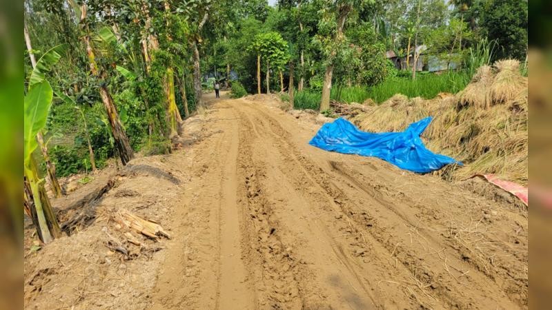 শেরপুরে সড়ক সংস্কারে অনিয়ম, এলাকাবাসীর প্রতিবাদে কাজ বন্ধ