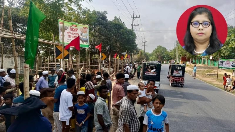 উখিয়ায় পাহাড়ী ঢালুতে অস্থায়ী পশুর হাট, ঝুঁকির মুখে ঈদযাত্রা