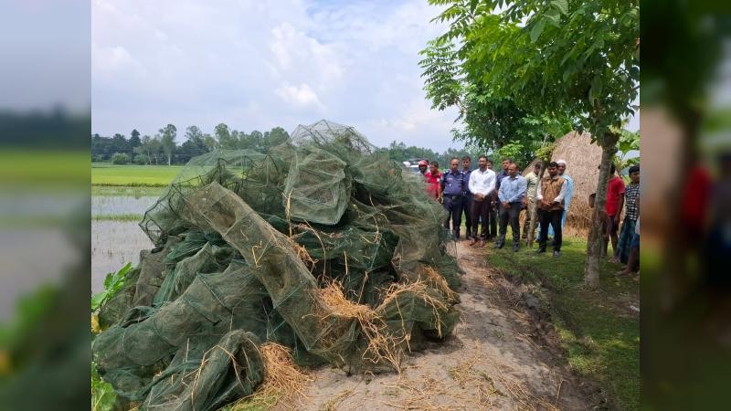 গোপালপুরে ১,৫০০ মিটার চায়না দুয়ারী জাল জব্দ