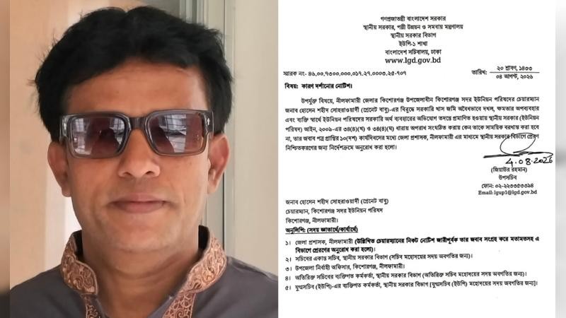 তদন্তে চেয়ারম্যানের বিরুদ্ধে সরকারি জমি দখল প্রমাণিত, কেন বহিস্কার করা হবে না জবাব চেয়েছে মন্ত্রণালয়