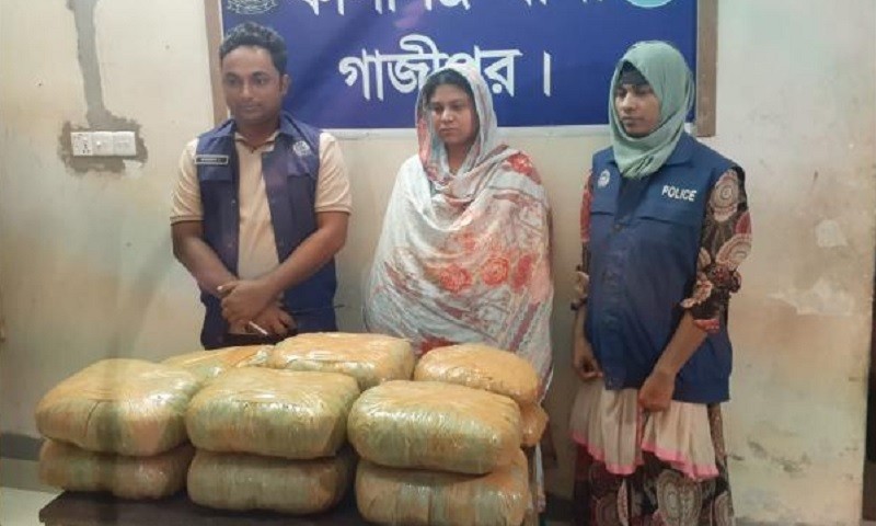 কালীগঞ্জে পুলিশের বিশেষ অভিযান: ২০ কেজি গাঁজাসহ নারীসহ গ্রেপ্তার ২