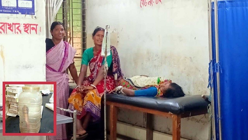ছোবল মারা সাপ নিয়ে হাসপাতালে হাজির নারী