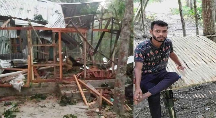 ভোর বেলা বোমা বিস্ফোরণে উড়ে গেল বসতঘর, যুবকের মৃত্যু